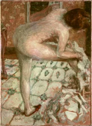 Nach dem Bad oder Das orangefarbene Toilettenkabinett